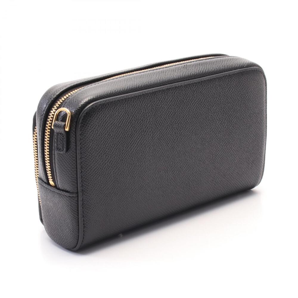 Dior Calo Double Clutch Shoulder Bag Leather Black - Picture 2 of 4